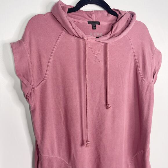 ATM Anthony Thomas Melillo XS Pink Pima Cotton Hoodie Dress Oversized Pockets - Picture 3 of 11